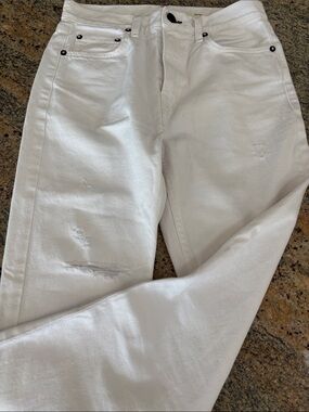 Women's White Cropped Ankle Jeans - Clean Straight Fit